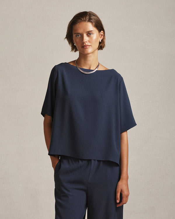 p. johnson Boat Neck Top - Oily Blue