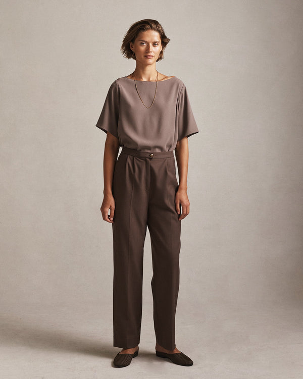 P. Johnson Boat Neck Top - Taupe