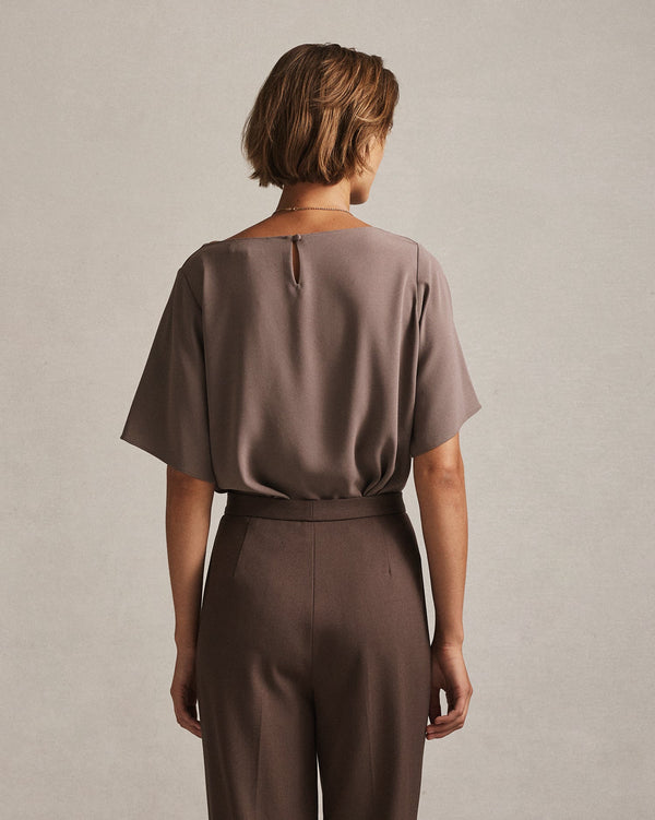P. Johnson Boat Neck Top - Taupe