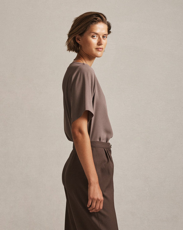 P. Johnson Boat Neck Top - Taupe