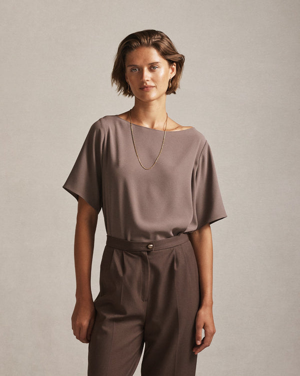 p. johnson Boat Neck Top - Taupe
