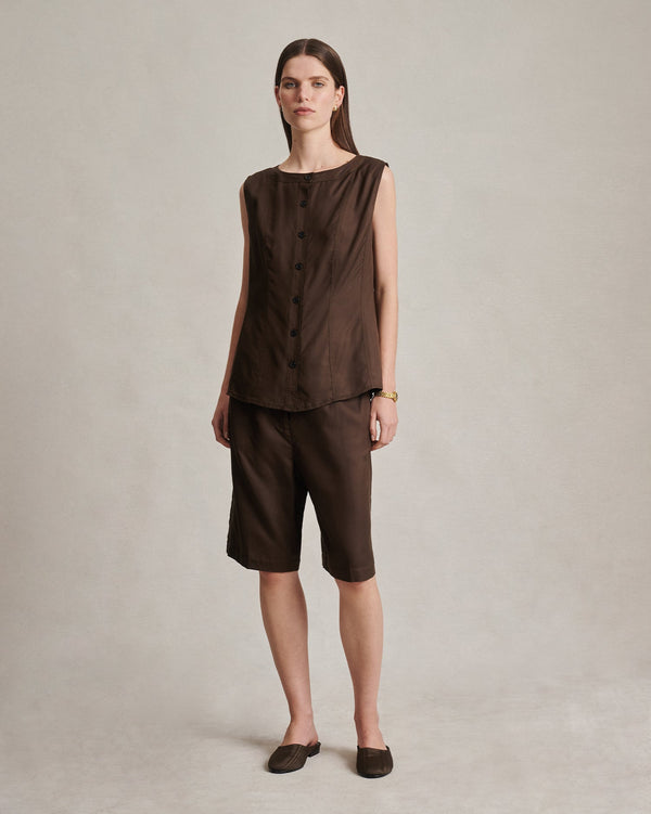 P. Johnson Bodice Top - Chocolate Dupioni