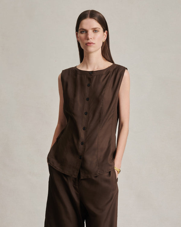 p. johnson Bodice Top - Chocolate Dupioni