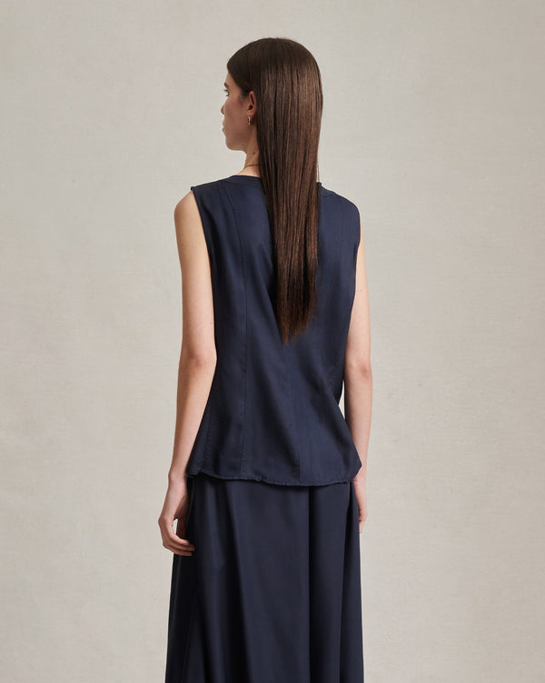 P. Johnson Bodice Top - Navy Dupioni