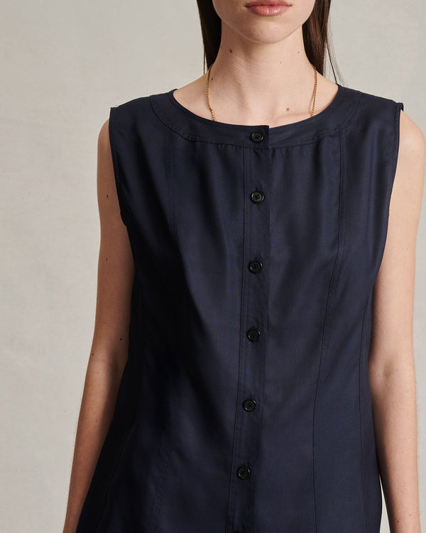 P. Johnson Bodice Top - Navy Dupioni