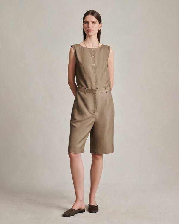 P. Johnson Bodice Top - Taupe Dupioni