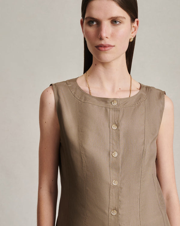P. Johnson Bodice Top - Taupe Dupioni