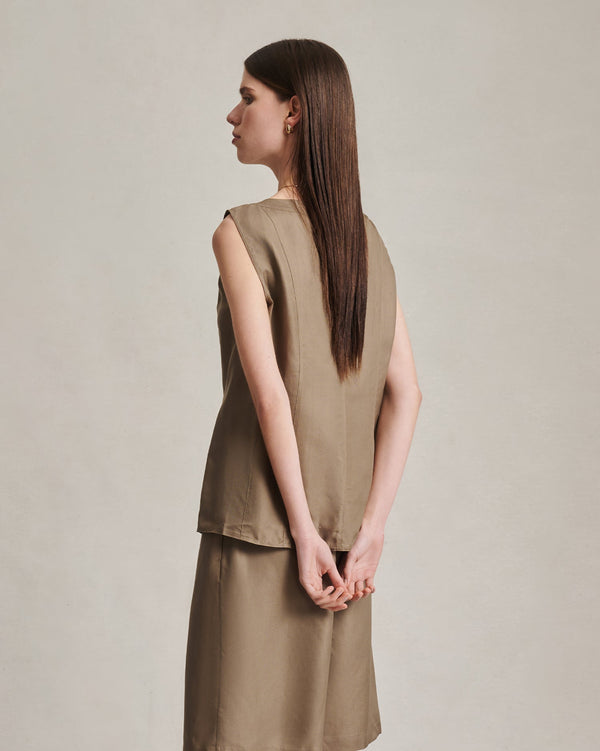 P. Johnson Bodice Top - Taupe Dupioni