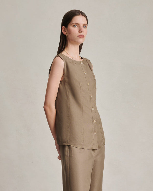 p. johnson Bodice Top - Taupe Dupioni