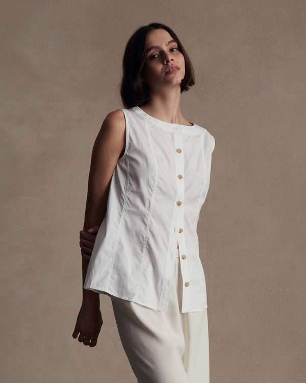 p. johnson Bodice Top - White Poplin