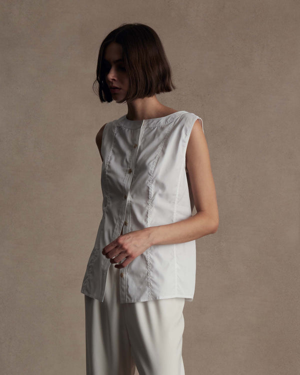 P. Johnson Bodice Top - White Poplin