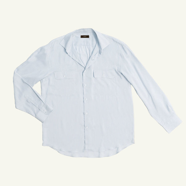 P. Johnson Camilla Shirt - Blue Stripe Silk