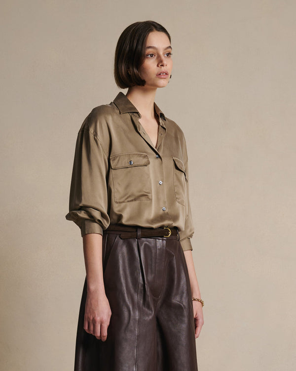 P. Johnson Camilla Shirt - Taupe Silk