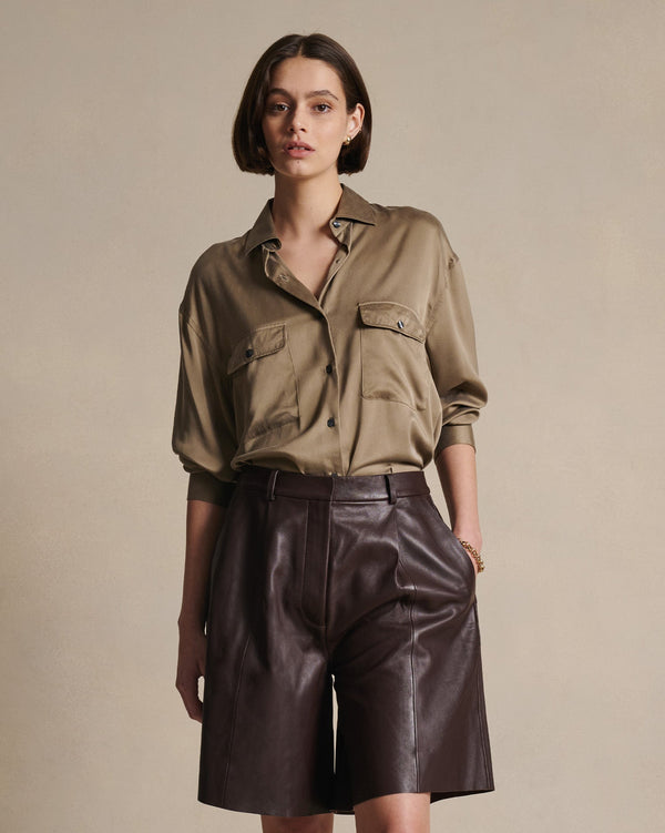 p. johnson Camilla Shirt - Taupe Silk