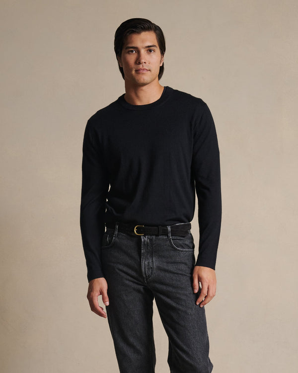 P. Johnson Cashmere Silk Superfine Crew Neck - Black
