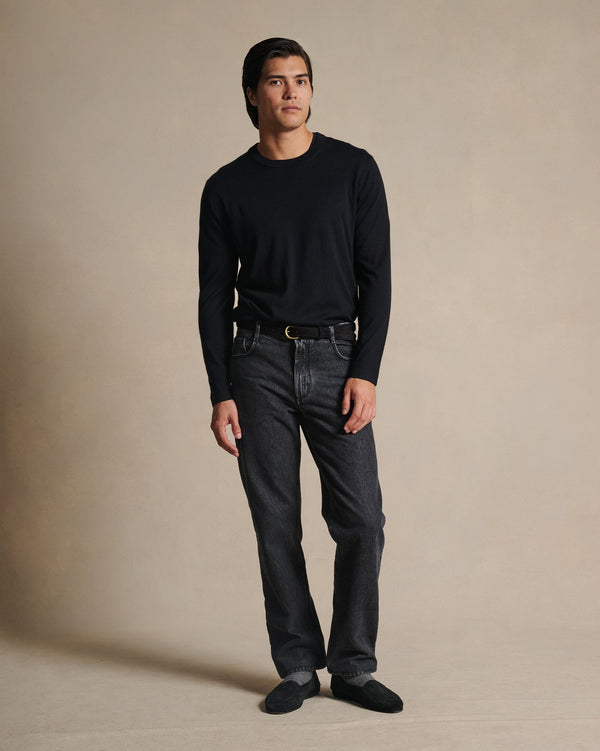 P. Johnson Cashmere Silk Superfine Crew Neck - Black