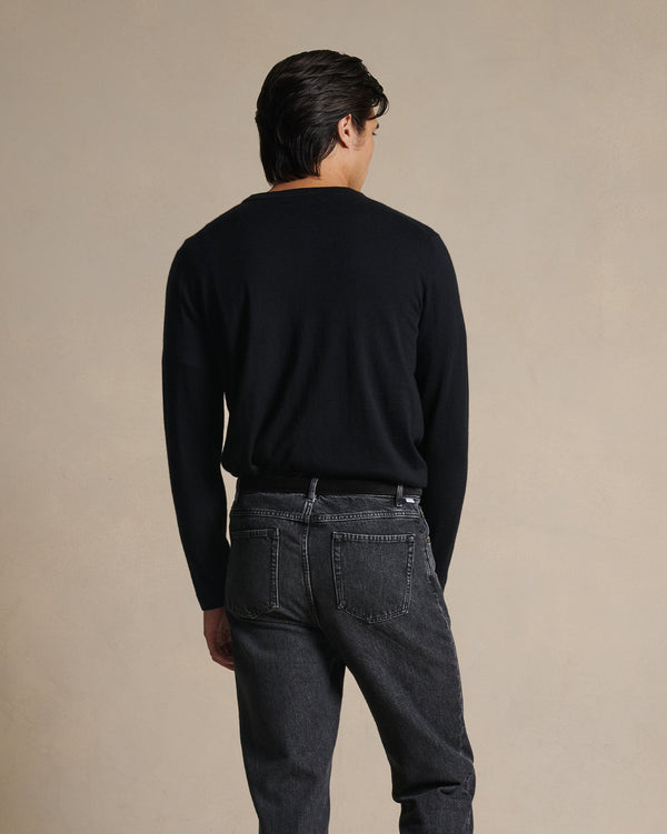 P. Johnson Cashmere Silk Superfine Crew Neck - Black