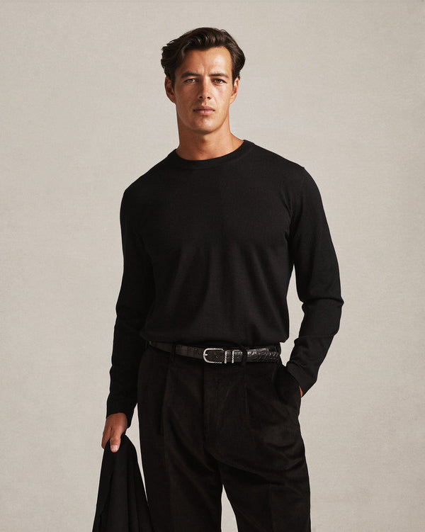 p. johnson Cashmere Silk Superfine Crew Neck - Black