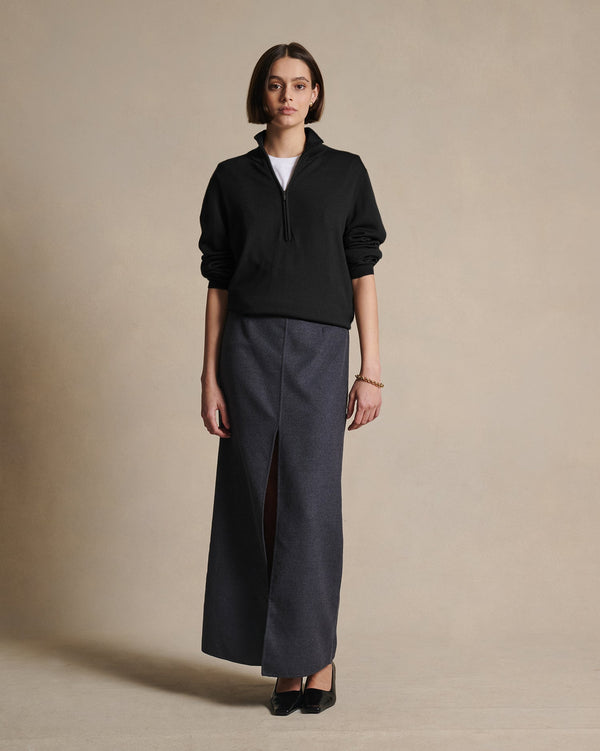 P. Johnson Cass Merino Quarter Zip - Black