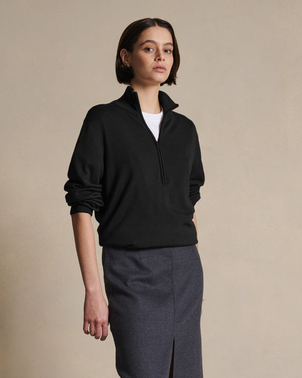 P. Johnson Cass Merino Quarter Zip - Black