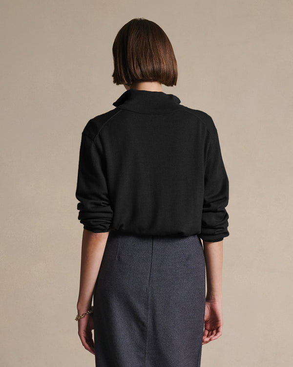 P. Johnson Cass Merino Quarter Zip - Black