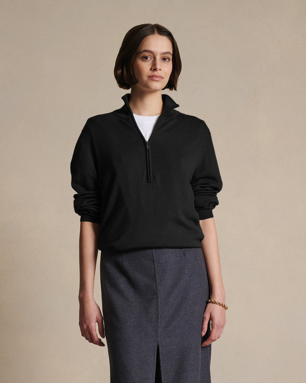 p. johnson Cass Merino Quarter Zip - Black