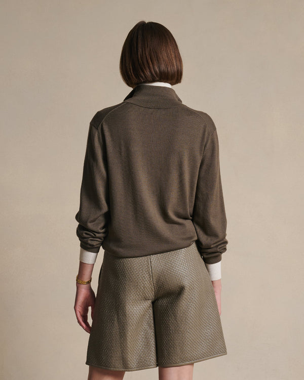 P. Johnson Cass Merino Quarter Zip - Moss