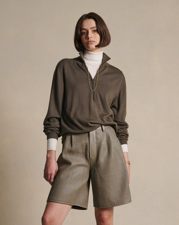 p. johnson Cass Merino Quarter Zip - Moss