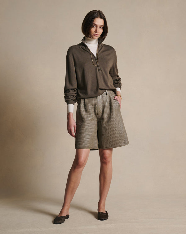 P. Johnson Cass Merino Quarter Zip - Moss