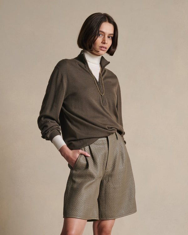 P. Johnson Cass Merino Quarter Zip - Moss