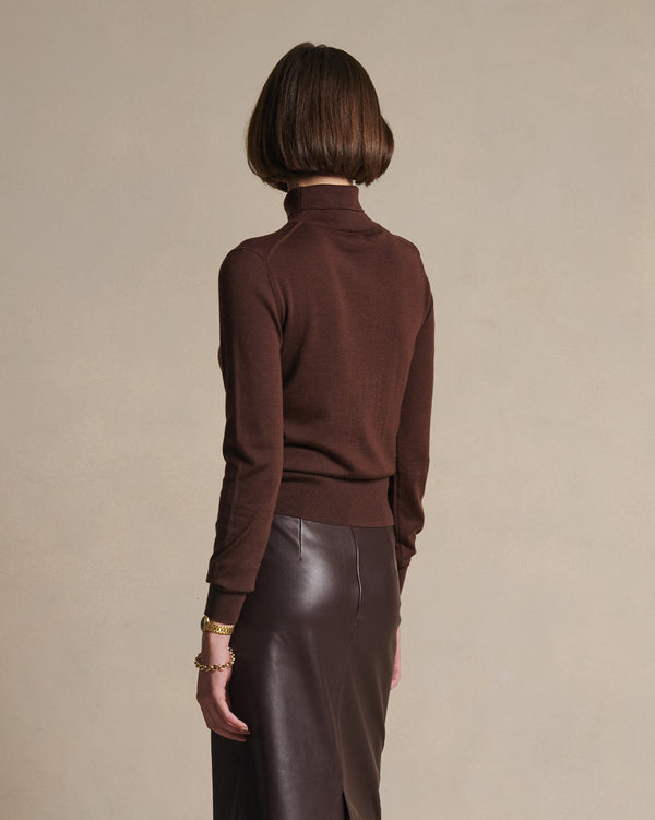 P. Johnson Cass Merino Roll Neck - Chocolate