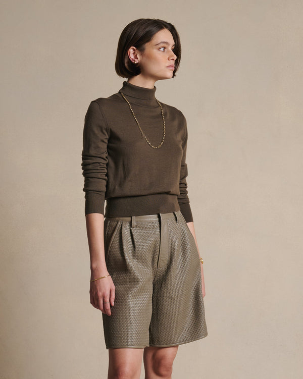 P. Johnson Cass Merino Roll Neck - Moss