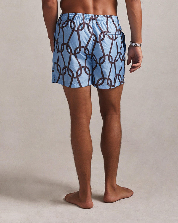 P. Johnson Chainmail Swim Short - Blue