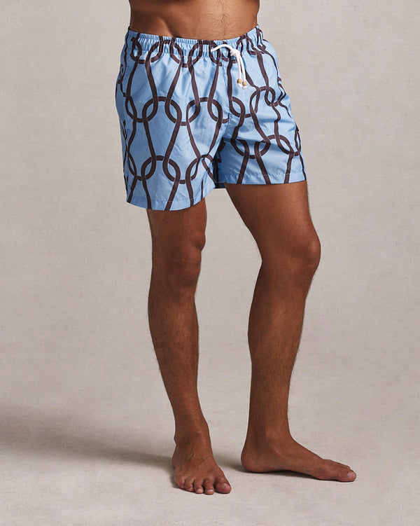 P. Johnson Chainmail Swim Short - Blue