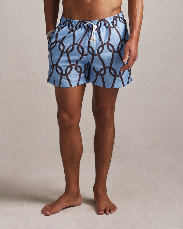 p. johnson Chainmail Swim Short - Blue