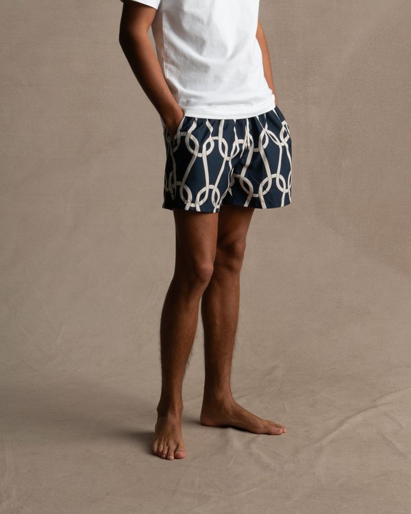 P. Johnson Chainmail Swim Short - Navy