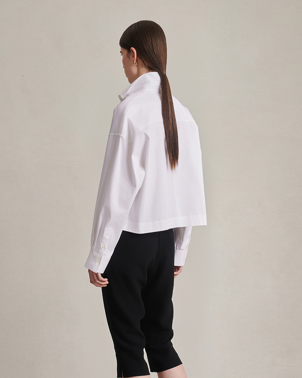 P. Johnson Christy Cropped Shirt - White Rib