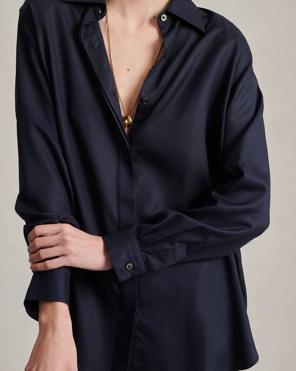 P. Johnson Classic Shirt - Navy Dupioni