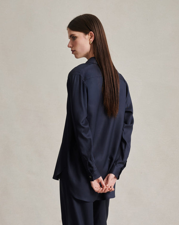 P. Johnson Classic Shirt - Navy Dupioni