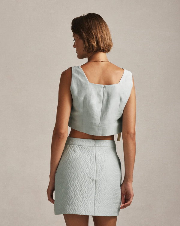 P. Johnson Colette Tie Top - Dusty Blue