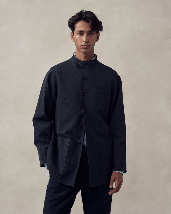 p. johnson Corbu Jacket - Navy Seersucker