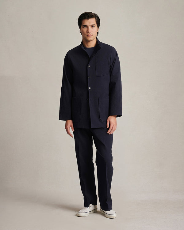 P. Johnson Corbu Jacket - Navy Seersucker