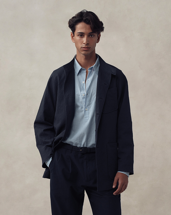 P. Johnson Corbu Jacket - Navy Seersucker