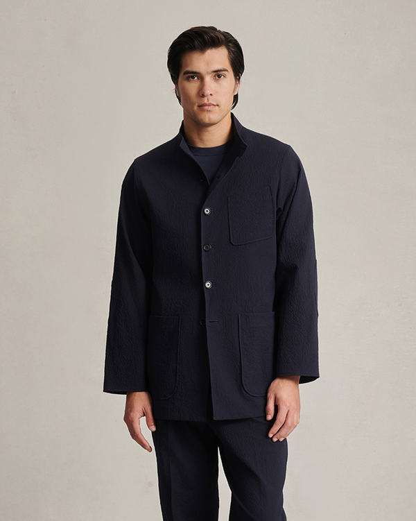 P. Johnson Corbu Jacket - Navy Seersucker