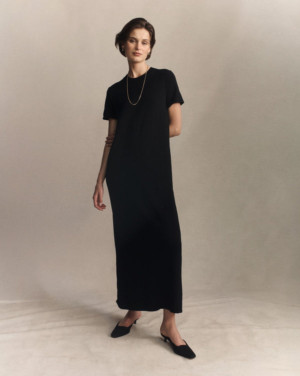 P. Johnson Crepe Knit Tee Dress - Black