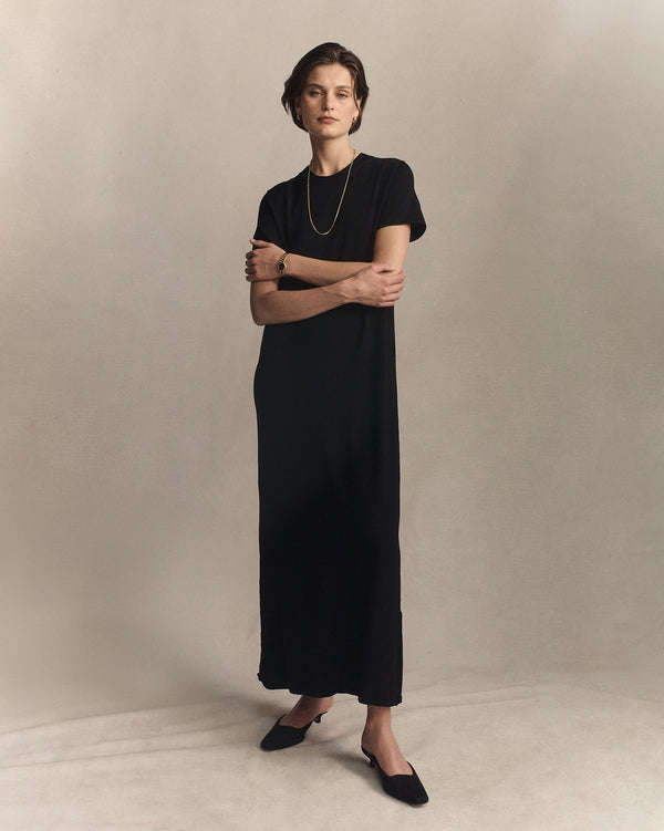p. johnson Crepe Knit Tee Dress - Black