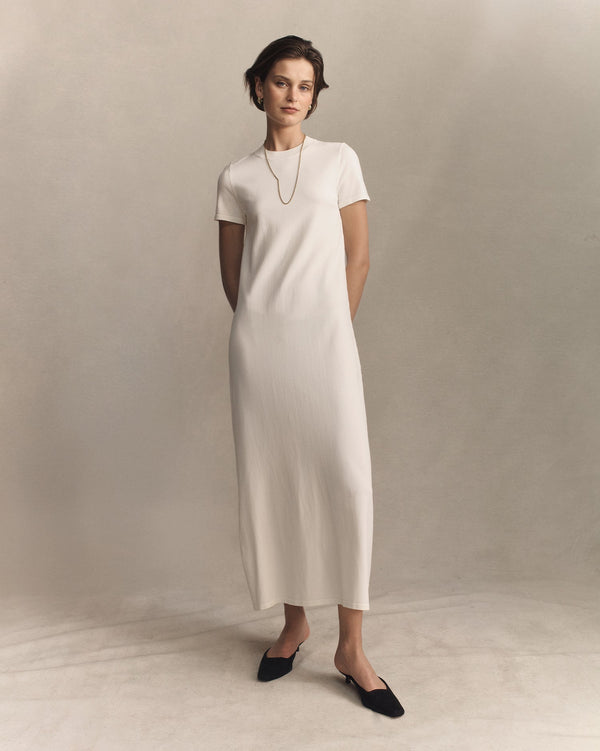 P. Johnson Crepe Knit Tee Dress - Off White