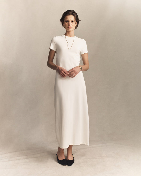 p. johnson Crepe Knit Tee Dress - Off White