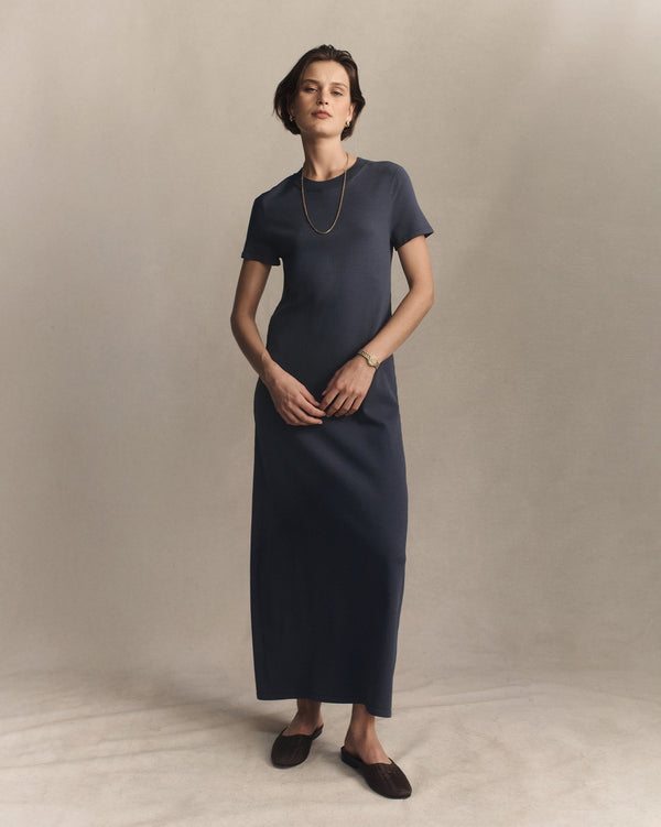 P. Johnson Crepe Knit Tee Dress - Oily Blue
