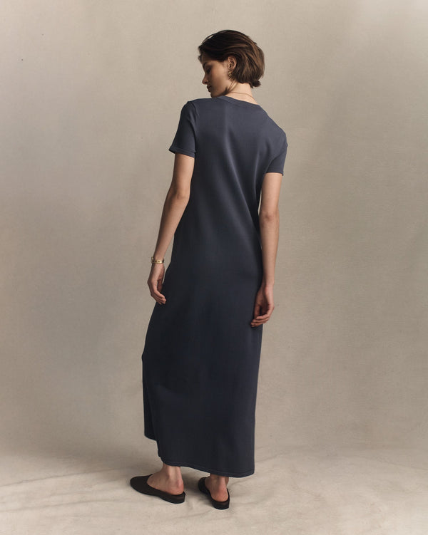 P. Johnson Crepe Knit Tee Dress - Oily Blue